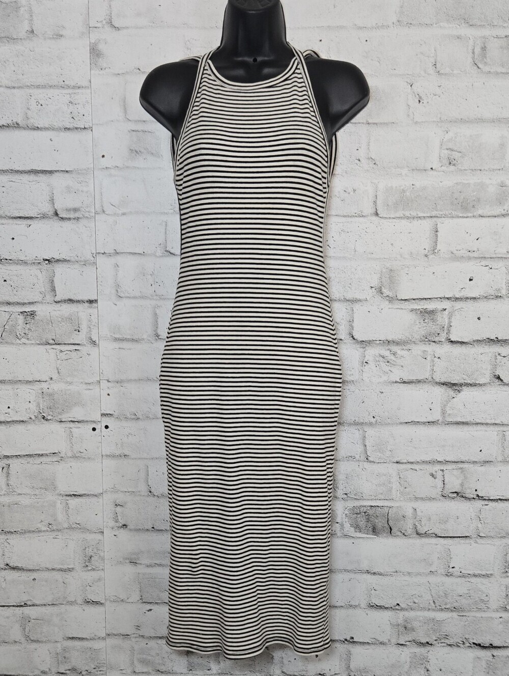 Silence + Noise Striped Racerback Maxi Dress Open Back Bodycon Size M